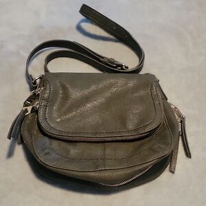 Antik Kraft Olive Crossbody Bag with Zip Flap and Tassel